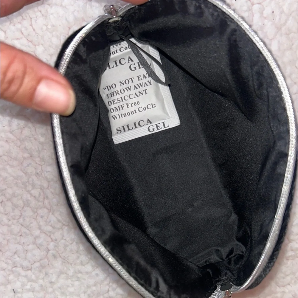 Dior Black velvet and Silver Cosmetic Bag Sleek Minimalist Design
